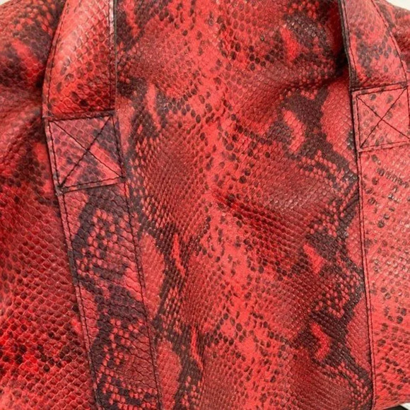 Lalla Marrakech Snake Printed Leather Convertible Shoulder Travel Bag - Picture 8 of 8